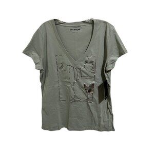 NWT True Religion Foil Budda Slim Vneck